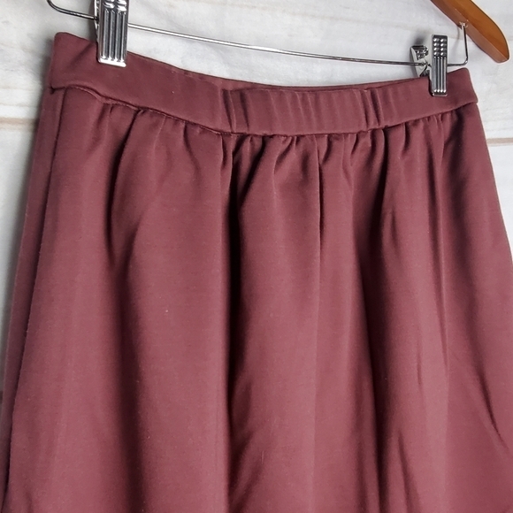 Vintage 80s Catalina Burgundy Pencil Elastic Waist Skirt With Pockets Size 12 - Picture 2 of 10